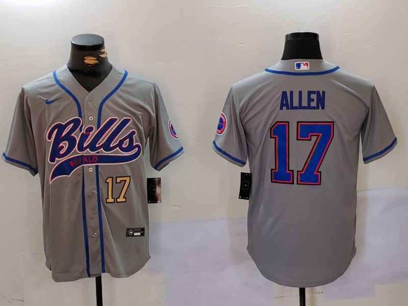 Men Buffalo Bills 17 Allen Grey Joint Name 2024 Nike Limited NFL Jersey style 9121